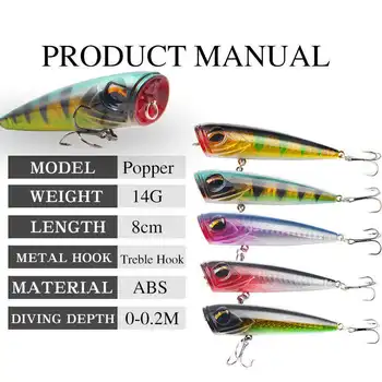 Cheery 14g/8cm Long Cast Silicone Popper Lure for Bass Trout & Carp-Freshwater & Ocean Boat Fishing in Rivers & Streams – Soft Lure – view 4