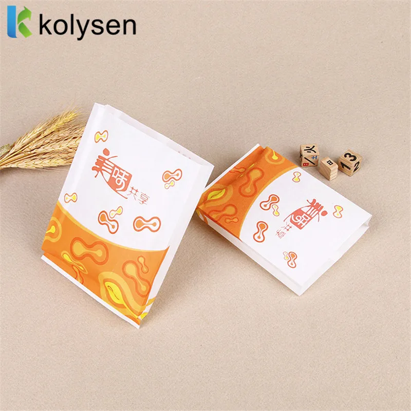 Custom Printed Greaseproof Paper Sandwich Bags Takeaway Food Grade Double Open Burger Wrap Disposable Screen Printing