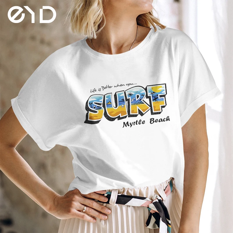 EYD Heat Transfer T Shirts Colorful Embroidered Raise Rubber Custom Design Heat Transfer