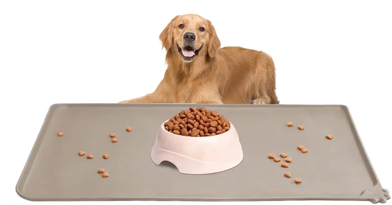 Waterproof Non-Slip Silicone Pet Food Bowl Mat Silicone Pet Feeding Mat Placemat Tray for for Dog Cat