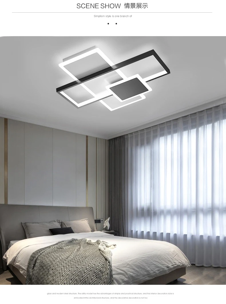 Meerosee LED Simple Rectangle Ceiling Lamp Modern Indoor Retro Lights Vintage for High Ceiling Studio Decoration MD87196