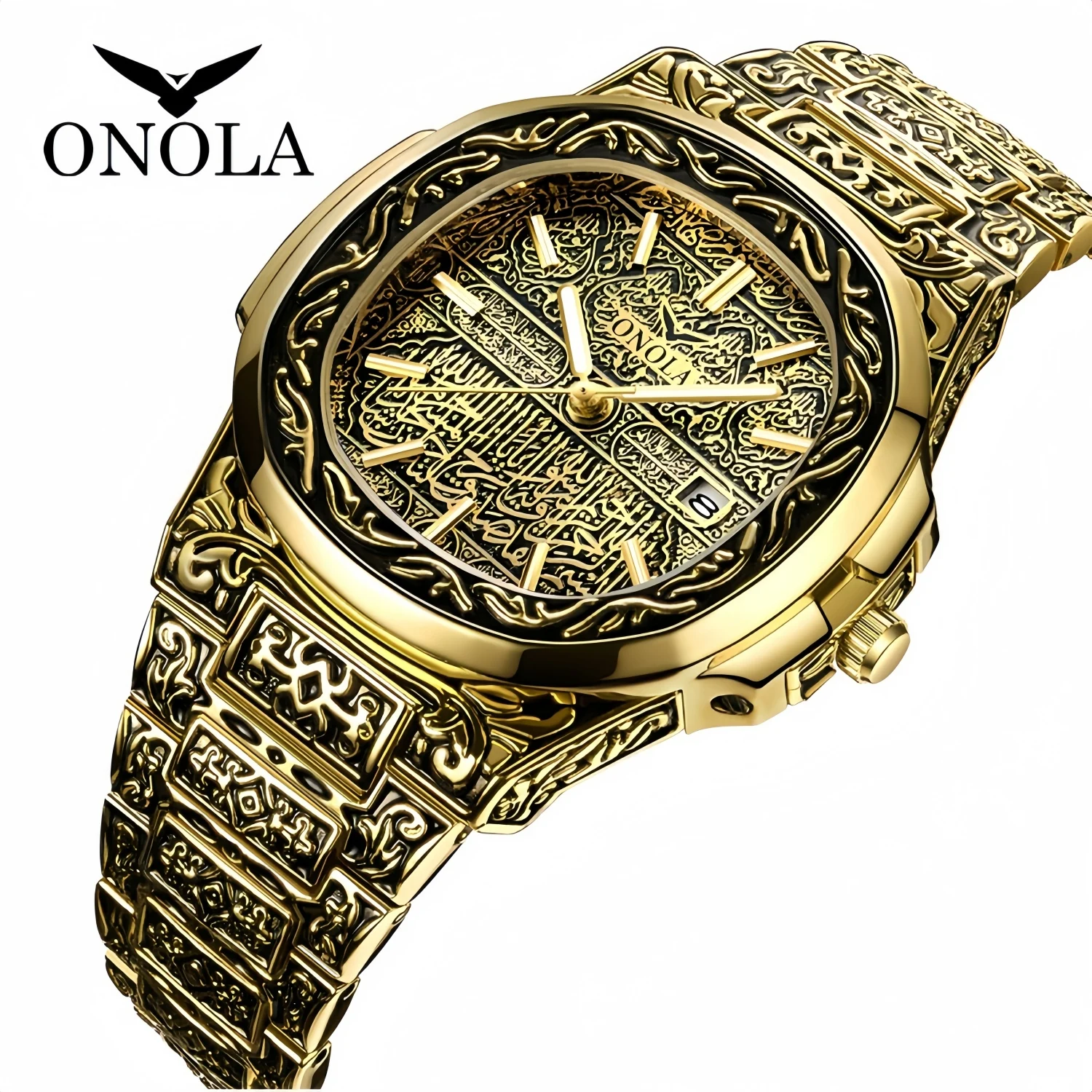 Luxury Gold Watches for Men ONOLA Business Retro Waterproof Muslim Quartz Watch Factory Wholesale Watches ON3808