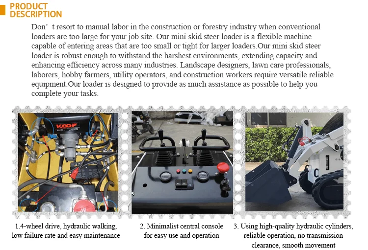 Small skid steer loader  manufacture