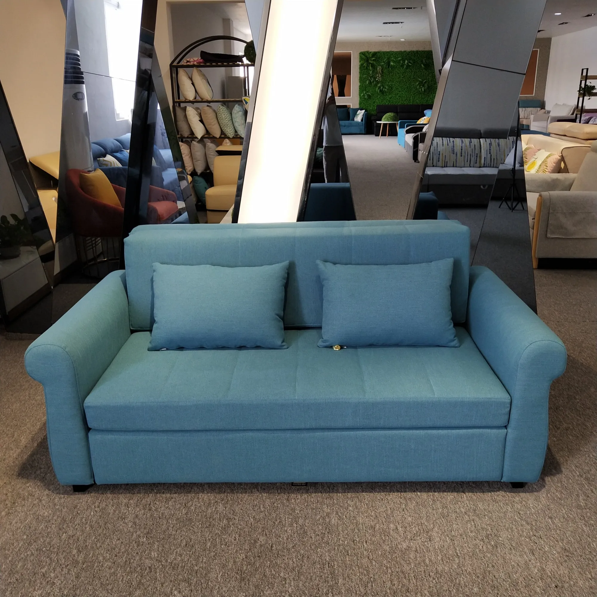 Best Seller Blue Velvet Cloth Modular Sofa for Home Loft Apartment Sofa