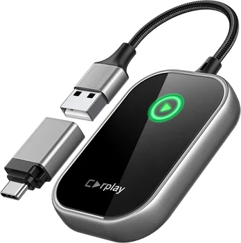 Wireless CarPlay Adapter 2025 - Kabellos Für Auto, Mit OTA Updates & Stimmungslicht, Roségold