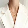 P1012- Golden teardrop-shaped necklace, 40+5cm