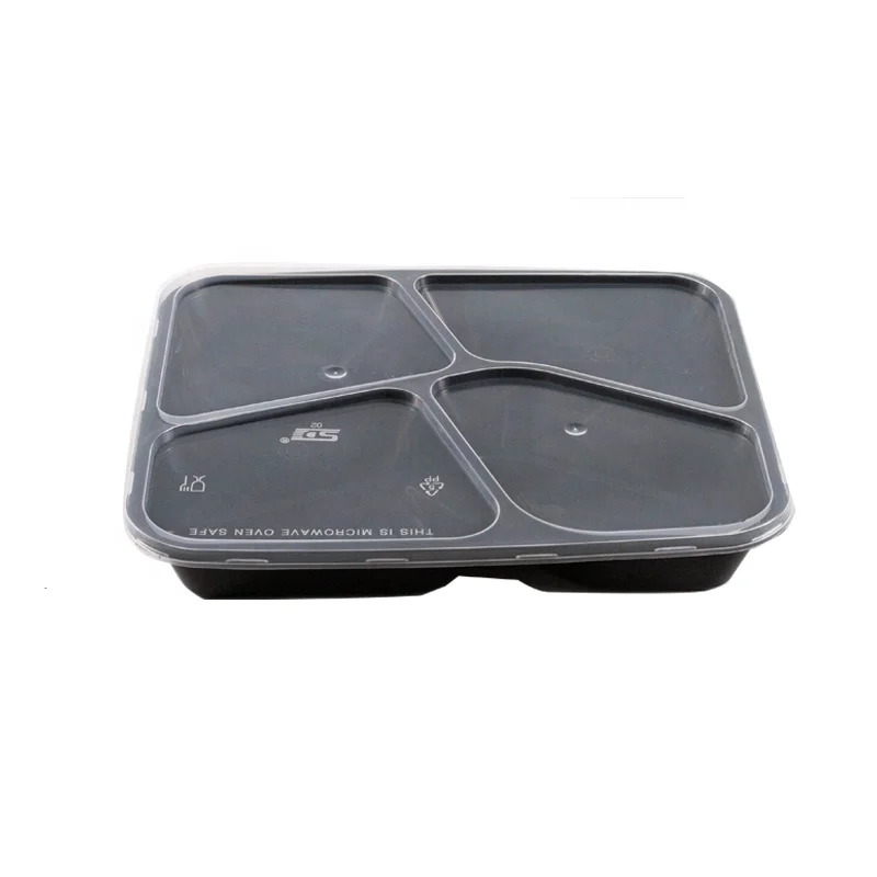 Disposable 4 Compartment Lunch Dinner PP Plastic Storage Food Box