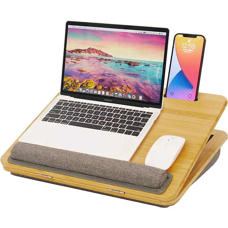 Custom Bamboo Wooden Lap Tray Portable Bed Lap Laptop Desk Holder Study