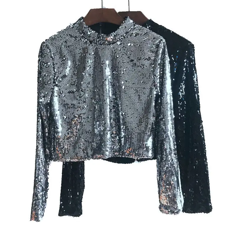 turtleneck sequin top