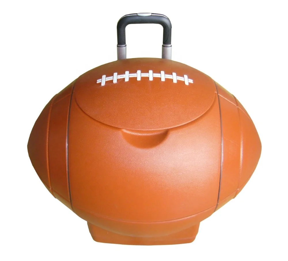 Hs 50l Plastic Beer Football Shaped Cooler Box With Wheels Keep Item Cooling Chest Box With Ball