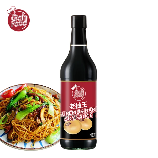 GAIN FOOD Chinese Daily Cooking Wholesale Low Salt Condiment Naturally Brewed Soya Sauce 500ml Superior Dark Soy Sauce
