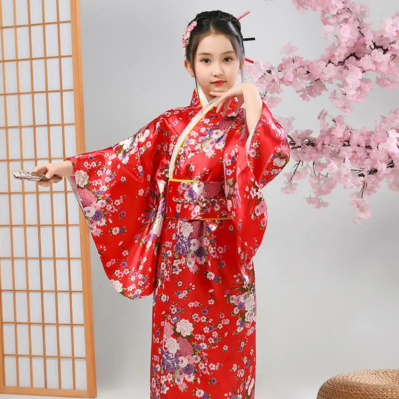 Chinesisches Lian-Kostüm Für Mädchen 3-4 Jahre – Rot Mit Kimono, Gürtel & Mütze