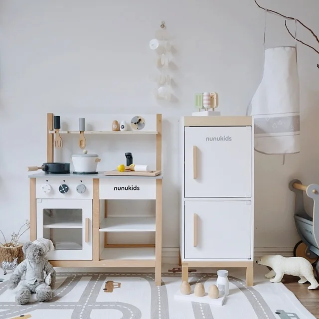 Set de cuisine pour enfants personnalisable – Mobilier de cuisine pour filles, jouets de cuisine en bois pour enfants