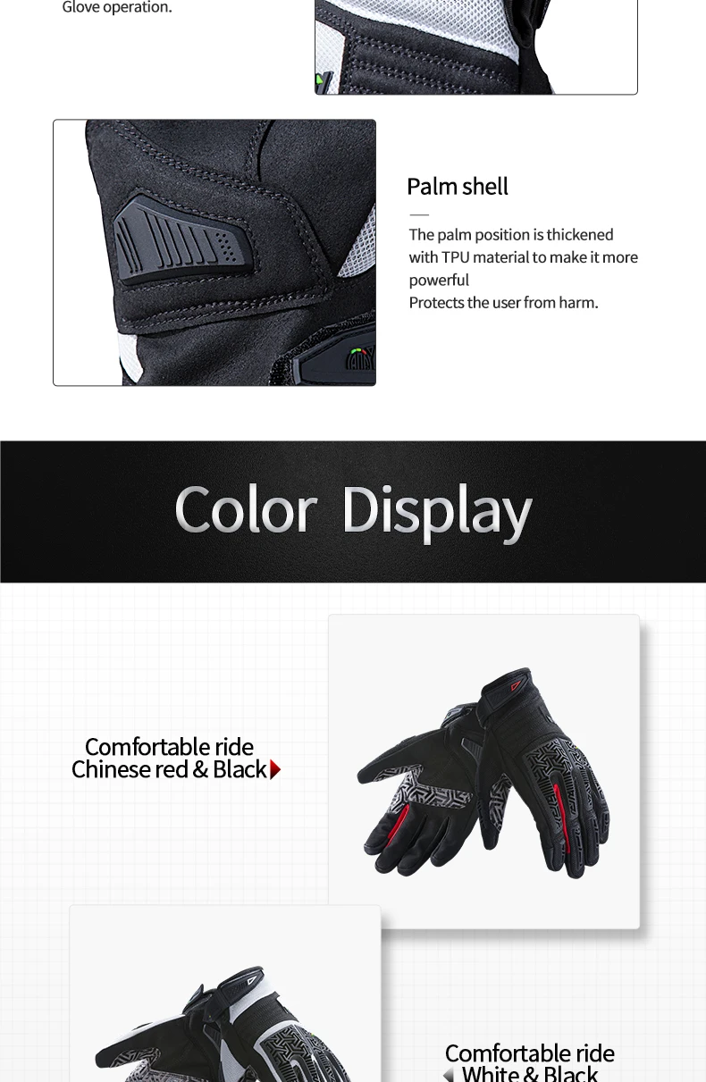 Unisex Full finger leather motorcycle ricing gloves for protection off-road gloves touch screen Motorcycle accessory factory