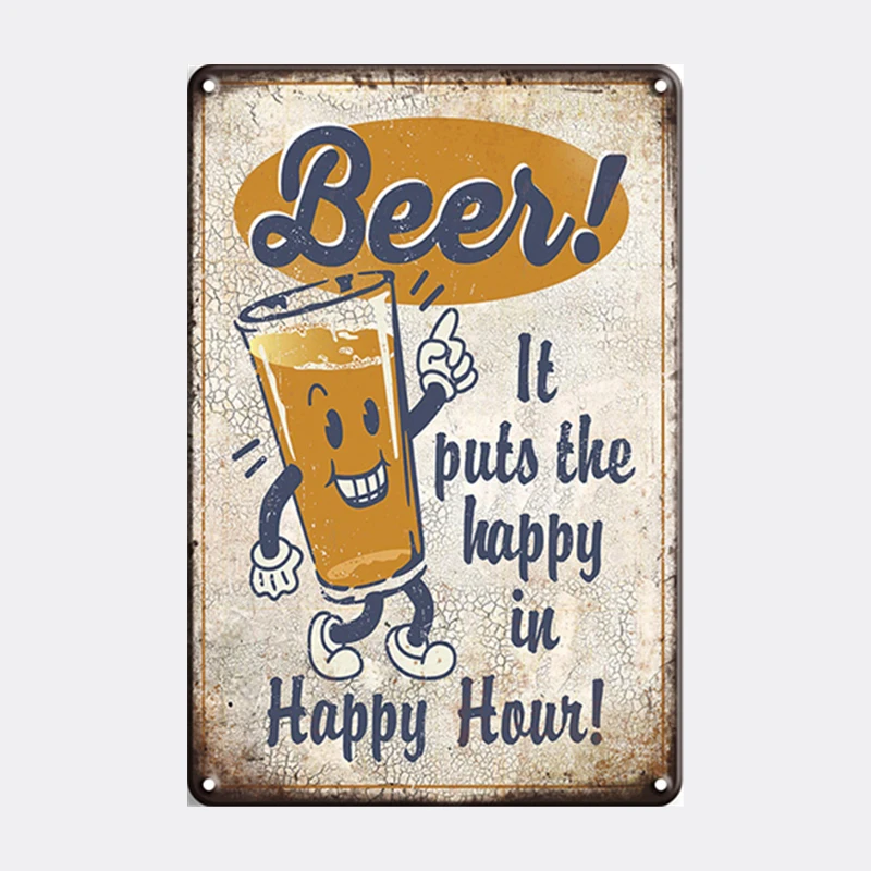 Beer Make Everyone Happy wall bar Crafts printing retro sign vip lounge Vintage metal Poster logo tin car plate sale