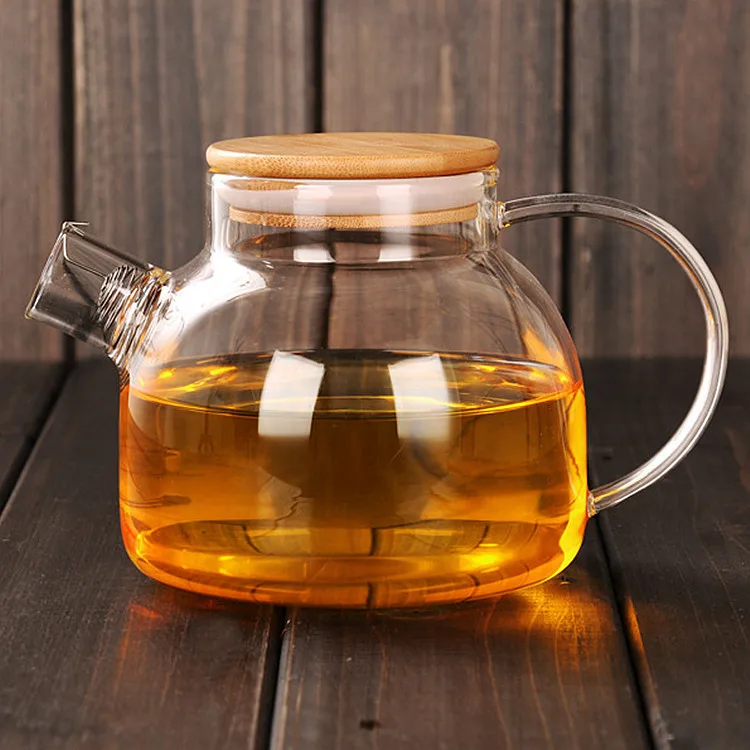 factory  high borosilicate glass tea set glass teapot for tea with bamboo lid