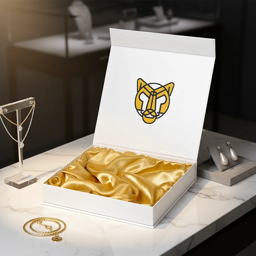 Premium Handmade High-End Eco-Friendly Jewelry Gift Packaging Box with Gold Foil Magnetic Closure Satin Liner Custom Orders