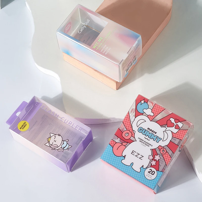 Custom Cosmetic Box Waterproof Beauty Blender Skincare Pet Plastic Packaging Boxes Acetate Plastic Box