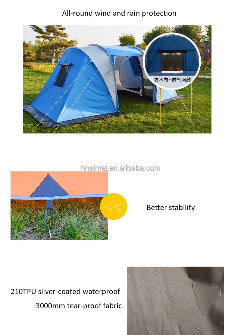 Custom Logo Large Double Layer Tents Waterproof 4 Person Outdoor Family