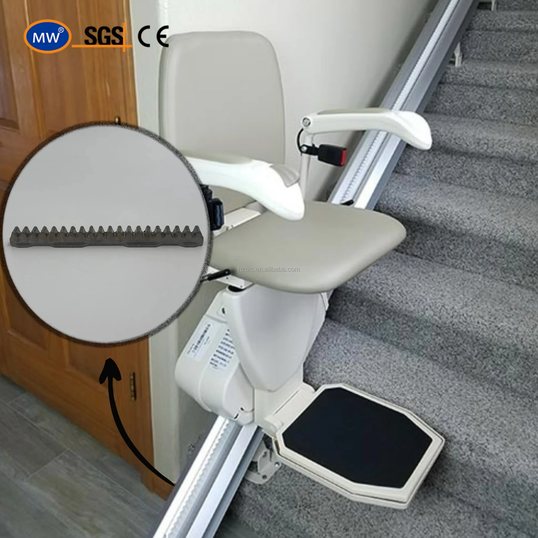 Customizable Precision Machining Curved Hobbed Spur Pinion Stairlifter Gear Rack for Staircase Handrails and Different Scenes