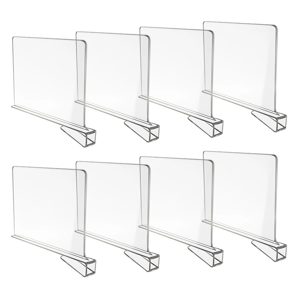8 Pieces Bookstore L-Shape Clear Partition for Closet Organizer and Storage Commodity Separator Acrylic Magnetic Shelf Dividers