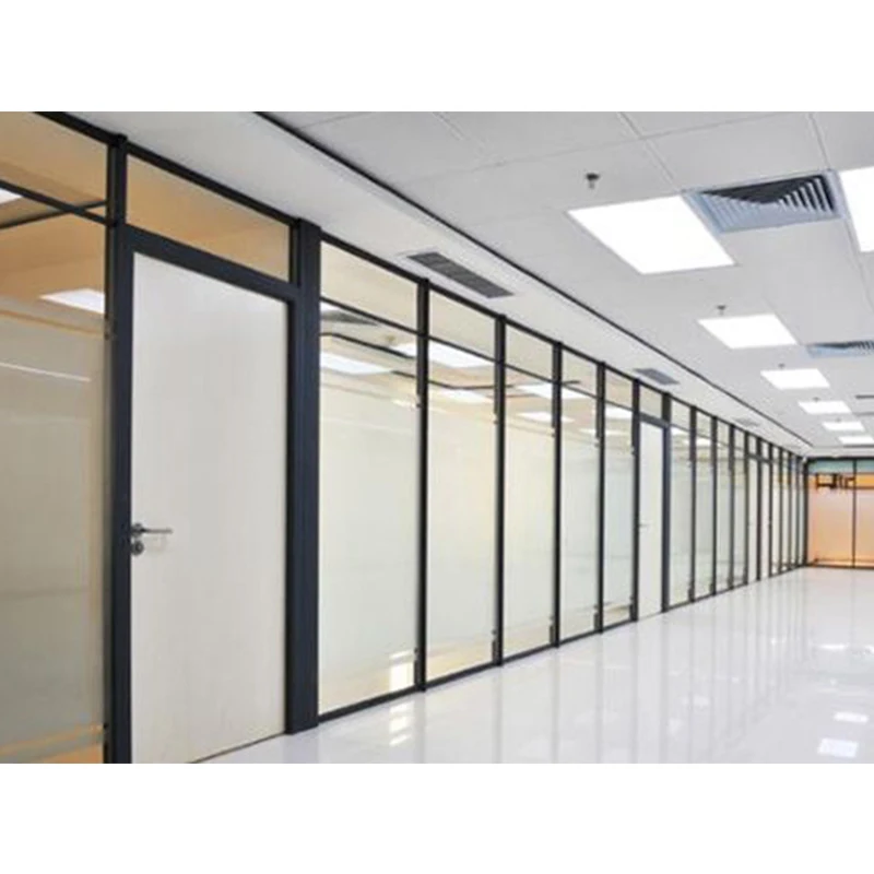 Panoramic Office Glass Partition Wall With Shutters and Doors Aluminum Sound Insulation for Office Furniture
