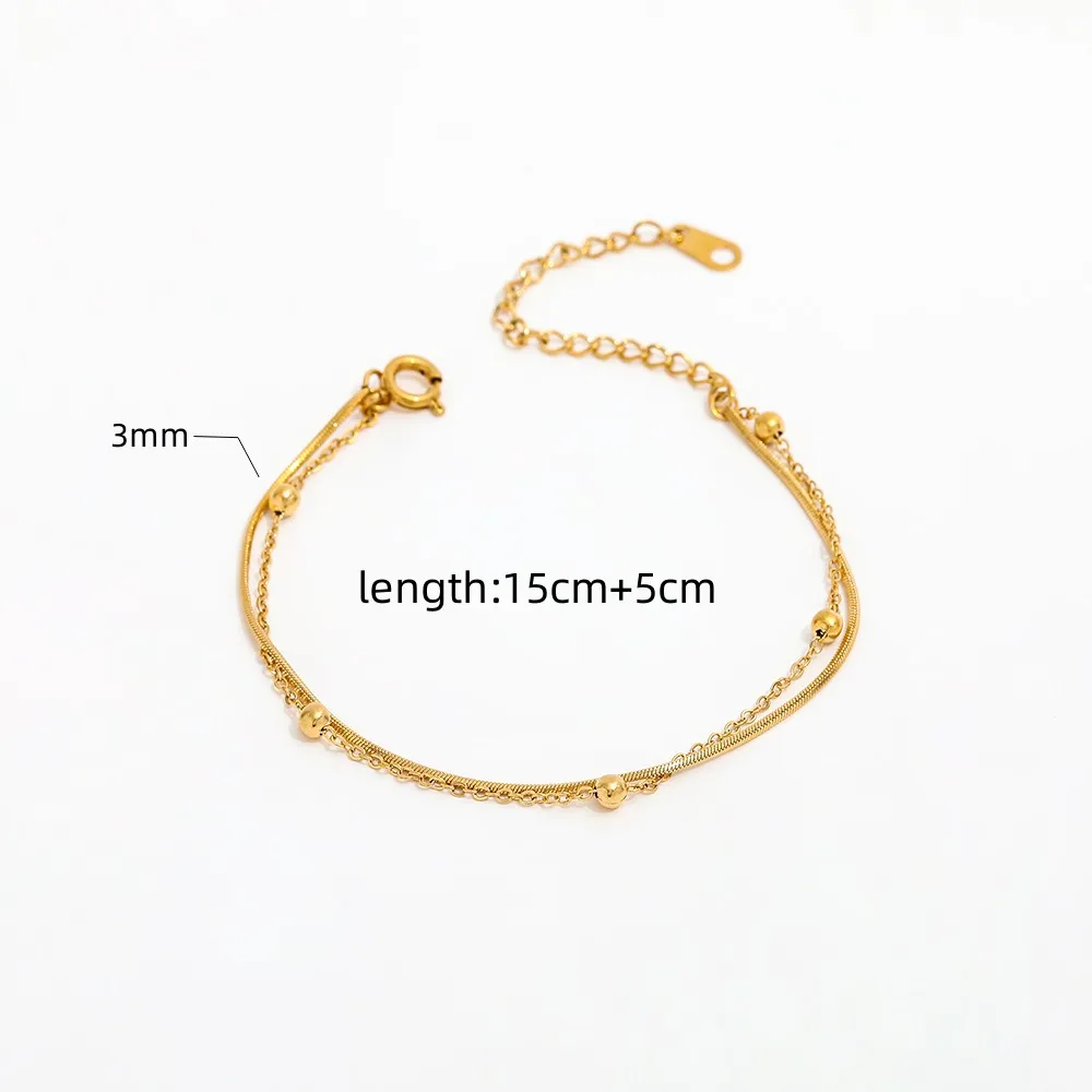 High End Gold Plated Stainless Steel Double-layer Snake Chain Beads ...