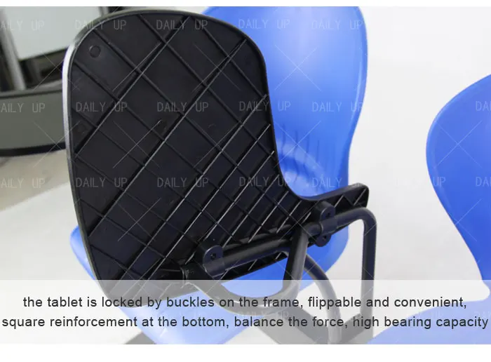 Factory Wholesale Two Seat Bench With Folding Tablet Metal Frame Auditorium Chair With Plastic Backrest For Lecture Training