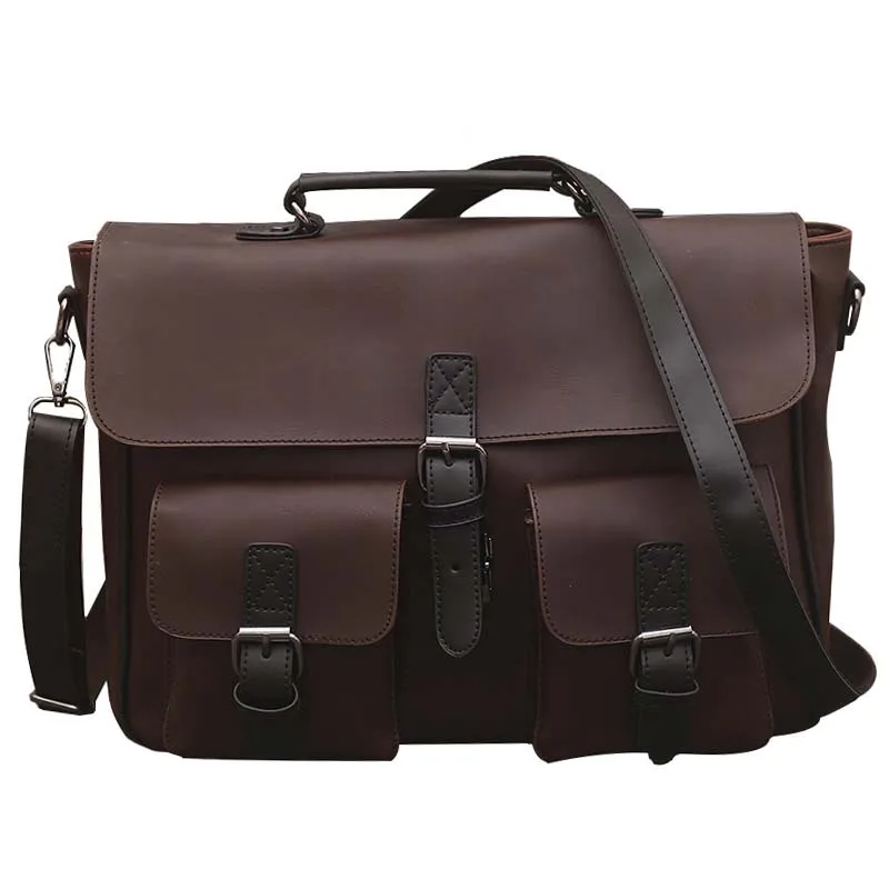 Crazy horse leather casual cross body bag large capacity men's bag business shoulder bag handbag cross style briefcase