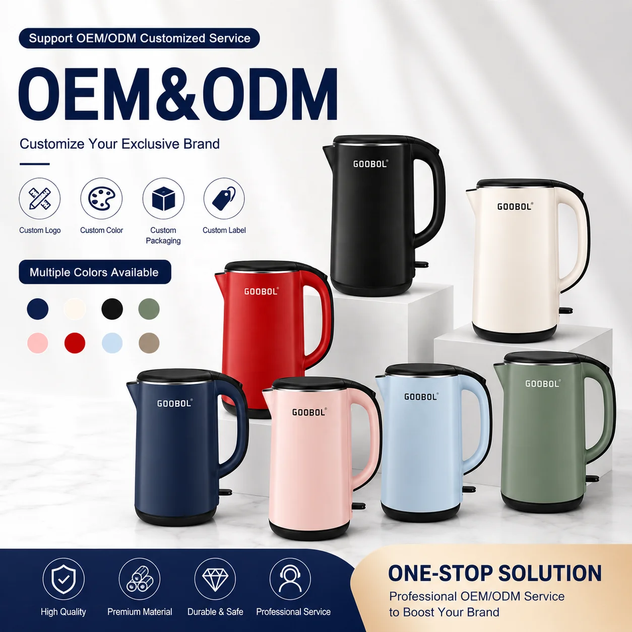 1.8L Cordless Electric Kettle 1500W 360-Degree Base Auto Shut-Off Hotel Grade 304 SS OEM ODM Available