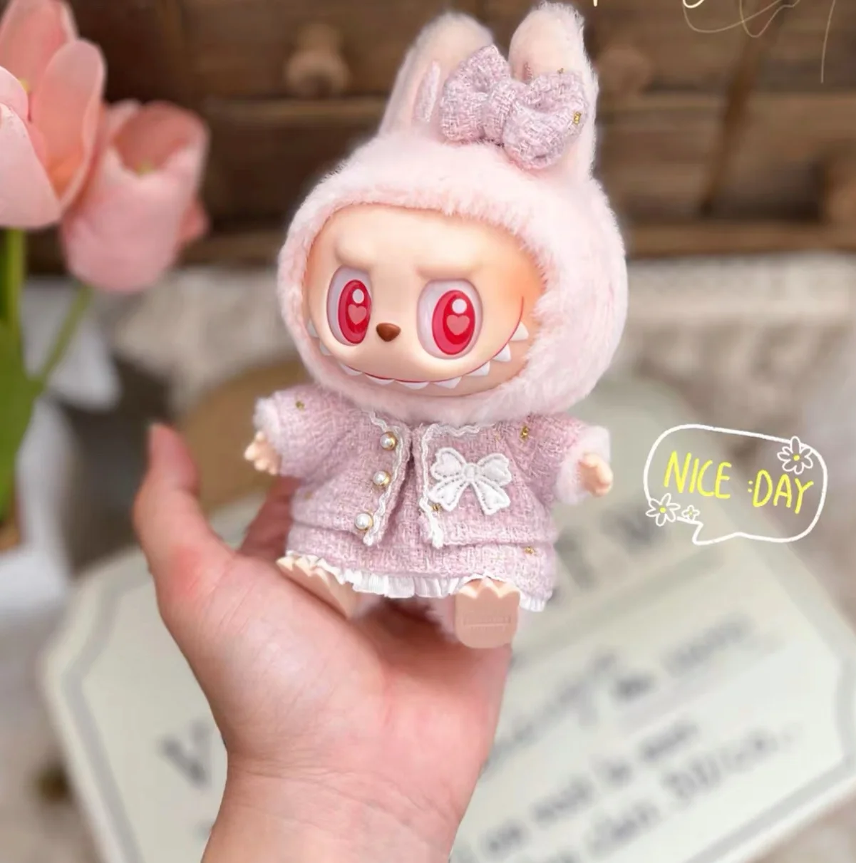LABUBU Sit Party Cloth Enamel Blind Box Pendant Doll Clothes 17cm 15cm Small Fragrance Set