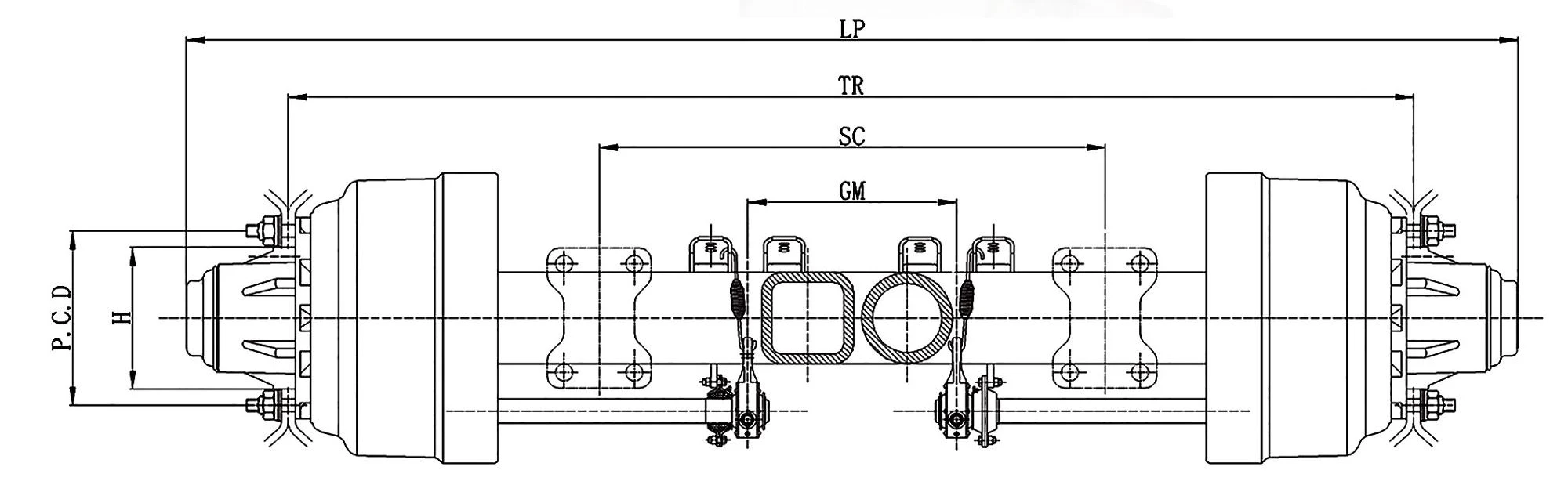 Trailer Axle Suspension Heavy Beam Thickness 12,14,16t Used Bpw Fuhua ...