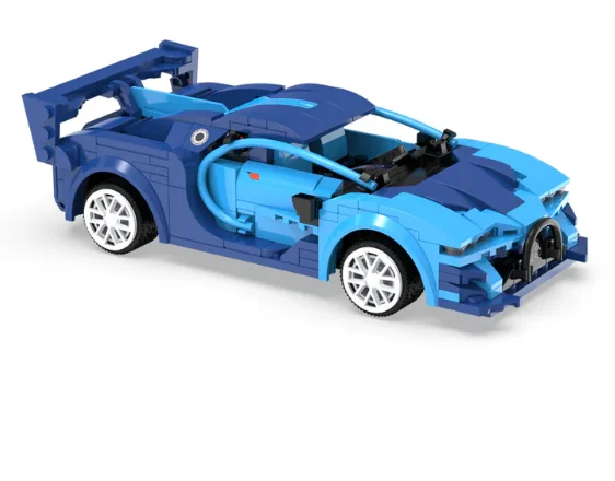 Dual Mode APP Control Rc Building Block Car Cada DIY Bugatti Veyron Blue Racer Car(325pc)