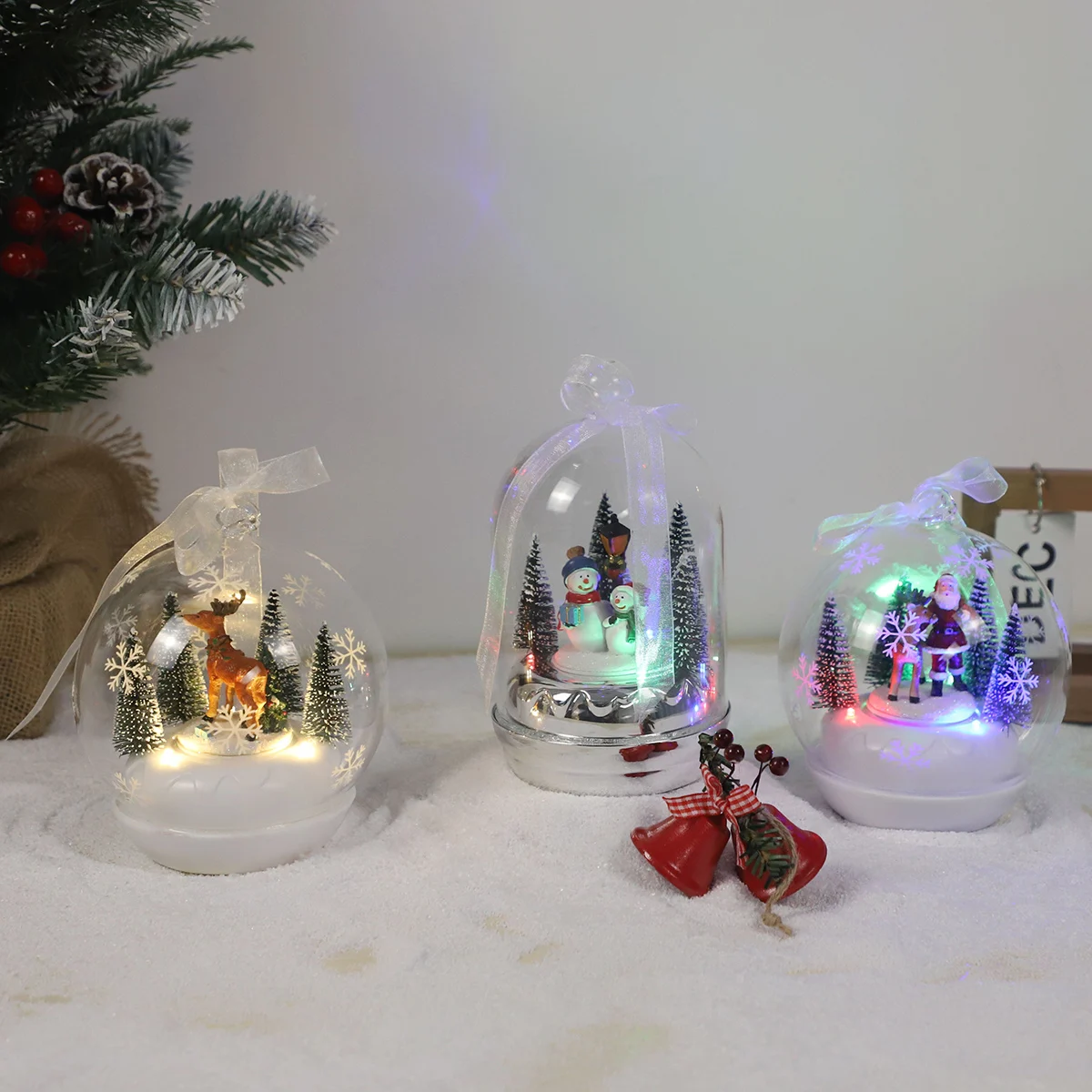 wholesale glass xmas ball transparent led light christmas musical revolving ball led xmas christmas ball