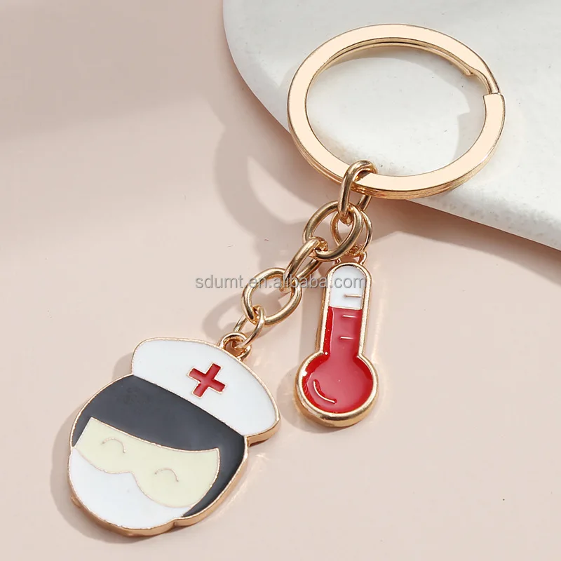 New Doctor Nurse Accessories Key Chain Alloy Dripping Oil Keychain ...