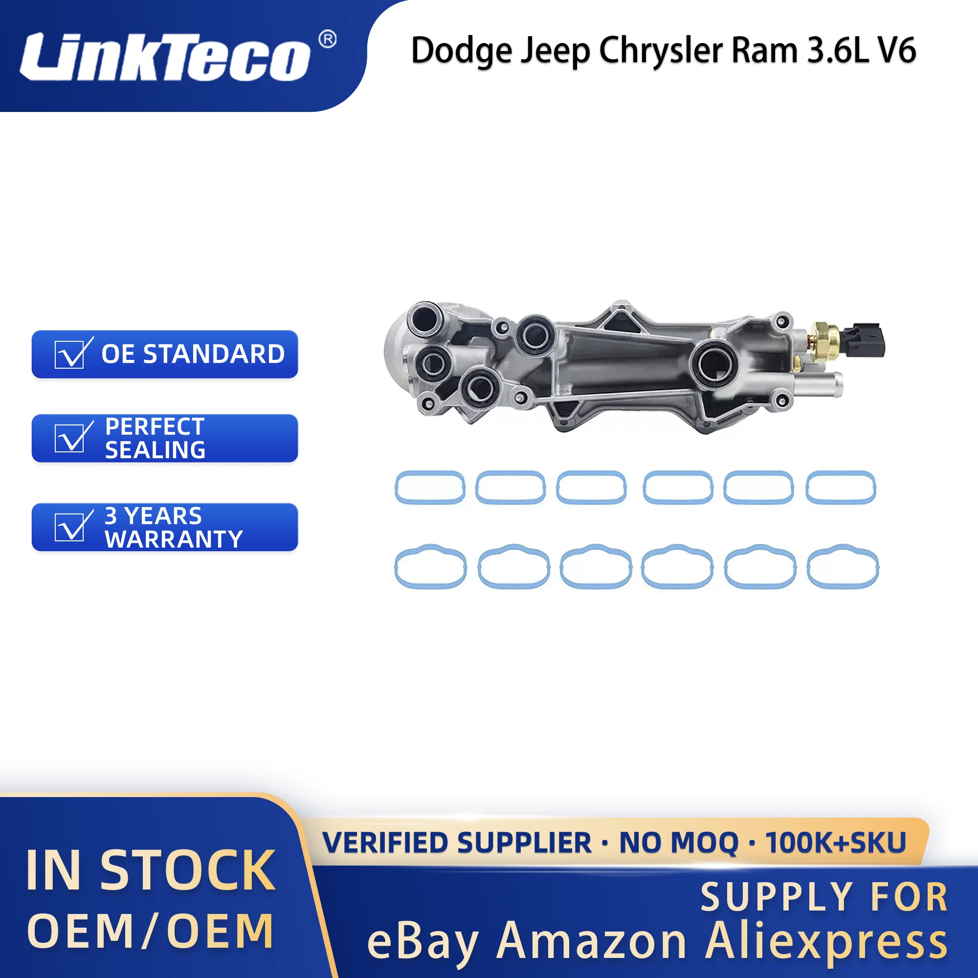 Linkteco High Quantity 926-959 Aluminum Engine Oil Filter Housing Fit for Dodge Jeep Chrysler Ram 3.6L V6 2011-2022 5184294AE