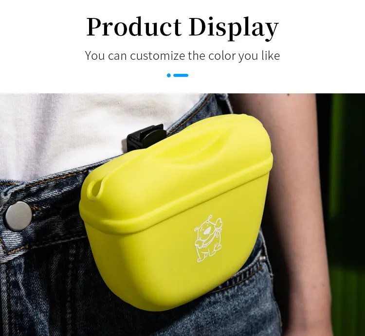 Custom Silicone Portable Dog Feeding Pouch Puppy Dog Training Treat Bag with Magnetic Closure Waist Clip