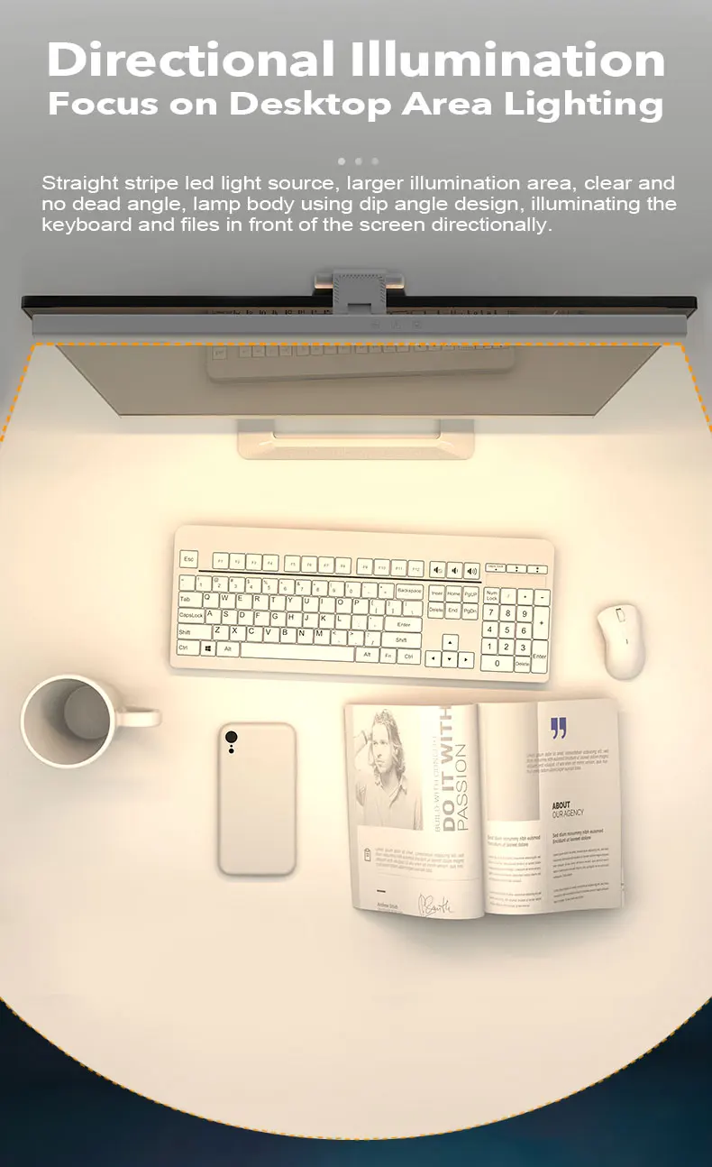 3 Color Temperature Stepless Dimming Screenbar Light Desk Lamp Computer Laptop Led USB Screen Bar Hanging Light Lamp