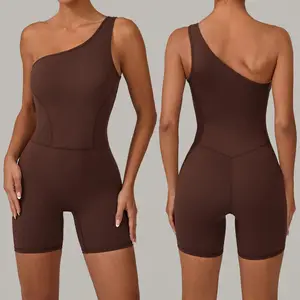 Women's Workout Romper Shorts Jumpsuits Gym Exercise Outfits Training Rompers Sleeveless Yoga Jumpsuit