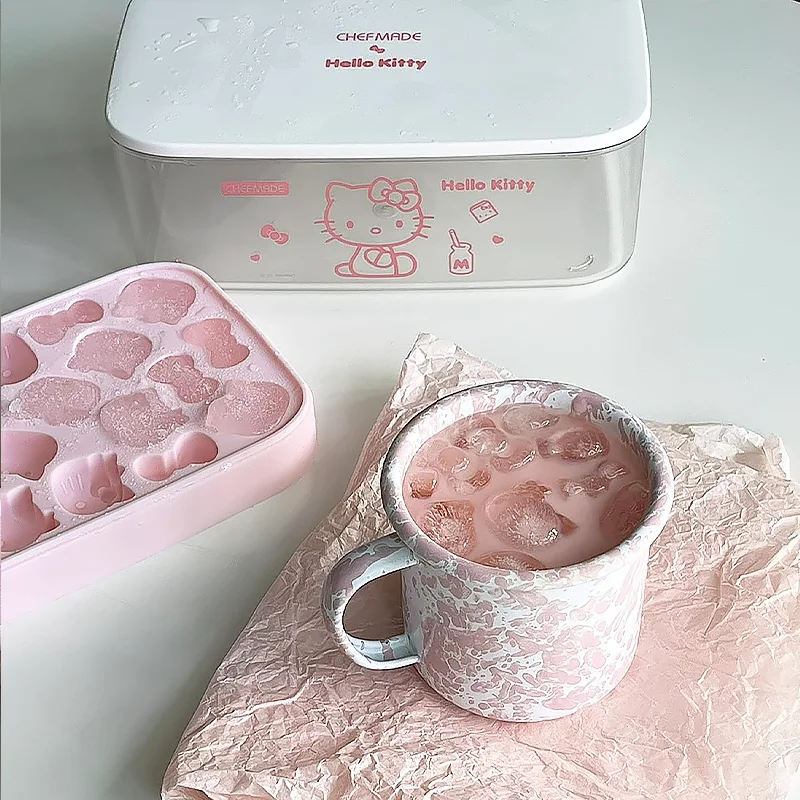 Sanrio Hello Kitty Food Grade Silicone Ice Cube Tray with Storage Box for Home Use-Ice Cream Tools factory