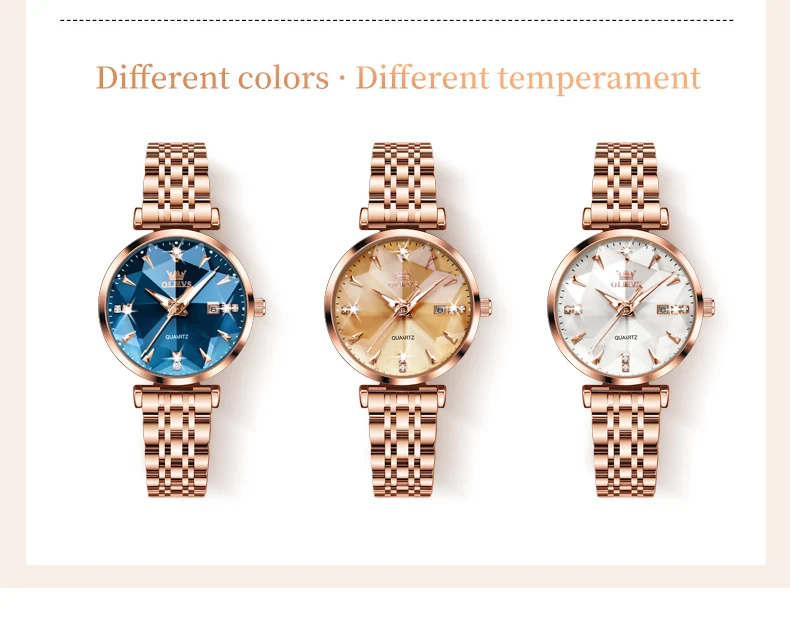Olevs 5536 Luxury Fashion Casual Design Waterproof Wrist Watch Bright Multi Glass Ladies Quartz Women Watches for Girl Female
