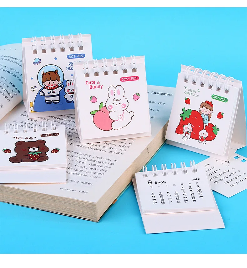 Wholesale Custom Calendar ins Cartoon Cute Small Mini Coil Hardcover Calendar Home Office Calendar details