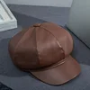 Brown leather eight-pointed hat