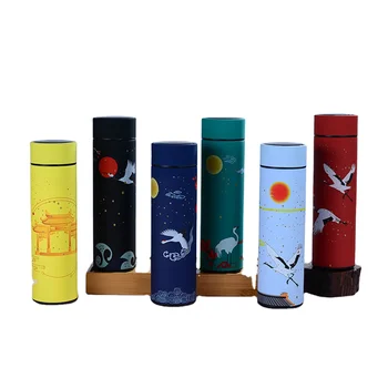 CHUFENG Water Bottle LED Temperature Display Intelligent SS316 Vacuum Cup Digital Tumbler Chinese Style Smart Thermos