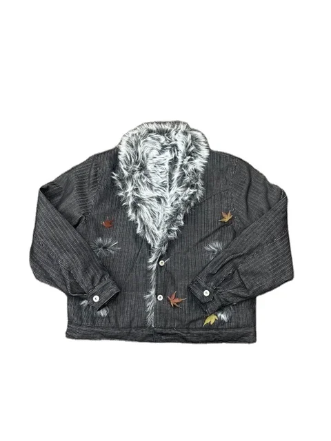 High Quality Loose Casual Coat for Men Spliced Faux Sheep Fur Collar Breathable Thin Parka  with Cotton Filling Plain Dyed