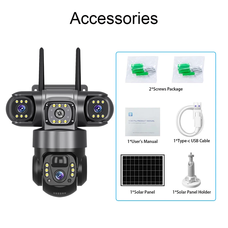 4G ak�ll� Net g�venlik kamera Outdoor Pro a��k Wifi g�ne� Powerd 3 Lens 4g a��k Cctv g�venlik kameras� a��k Sim kart ile