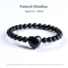 Bracciale Cuore in Ossidiana Naturale nero
