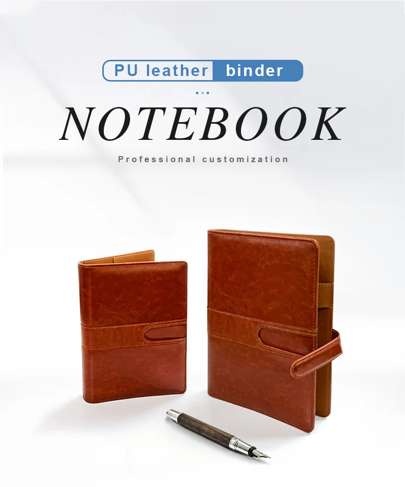 Custom Size PU Leather Notebook A4 A5 A6 Daily Weekly Budget Business Office Binder Loose-leaf & Thread Sewing Binding for Gift details