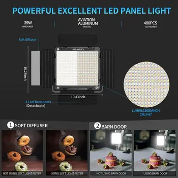 GVM 480LS 2 Pack LED Video Lighting Kits with APP Control, Bi-Color Variable 2300K~6800K for Video Photography detail image