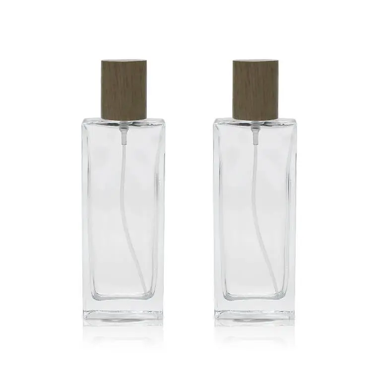 Tall square 50ml clear Frosted Flat Glass New Design Perfumes Bottle 50 ml Rectangle Empty Glass Perfume Bottle Luxury
